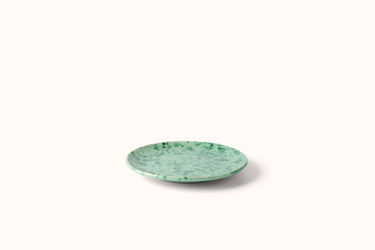 GREEN ON GREEN SPLATTERWARE DINNERWARE