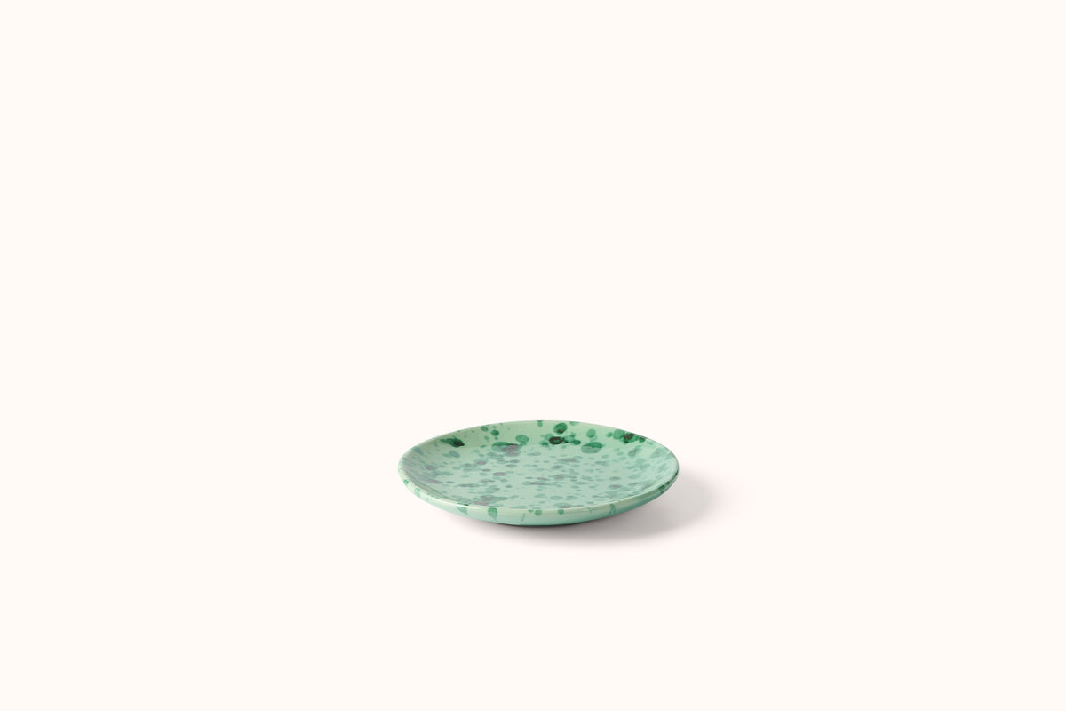 GREEN ON GREEN SPLATTERWARE DINNERWARE