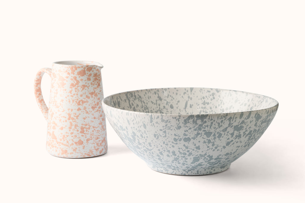 GREY ON WHITE SPLATTERWARE SALAD BOWL