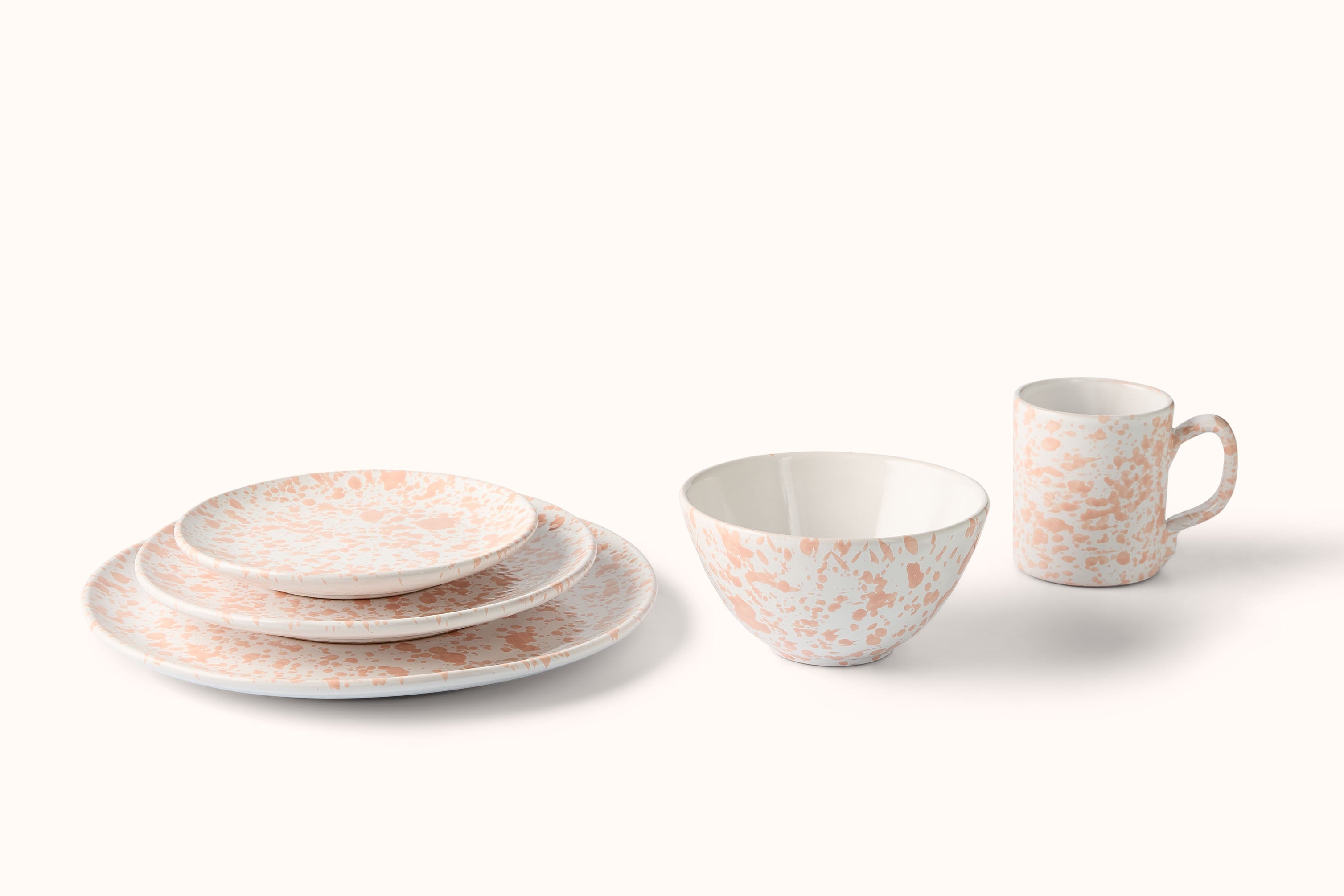 PINK ON WHITE SPLATTERWARE DINNERWARE