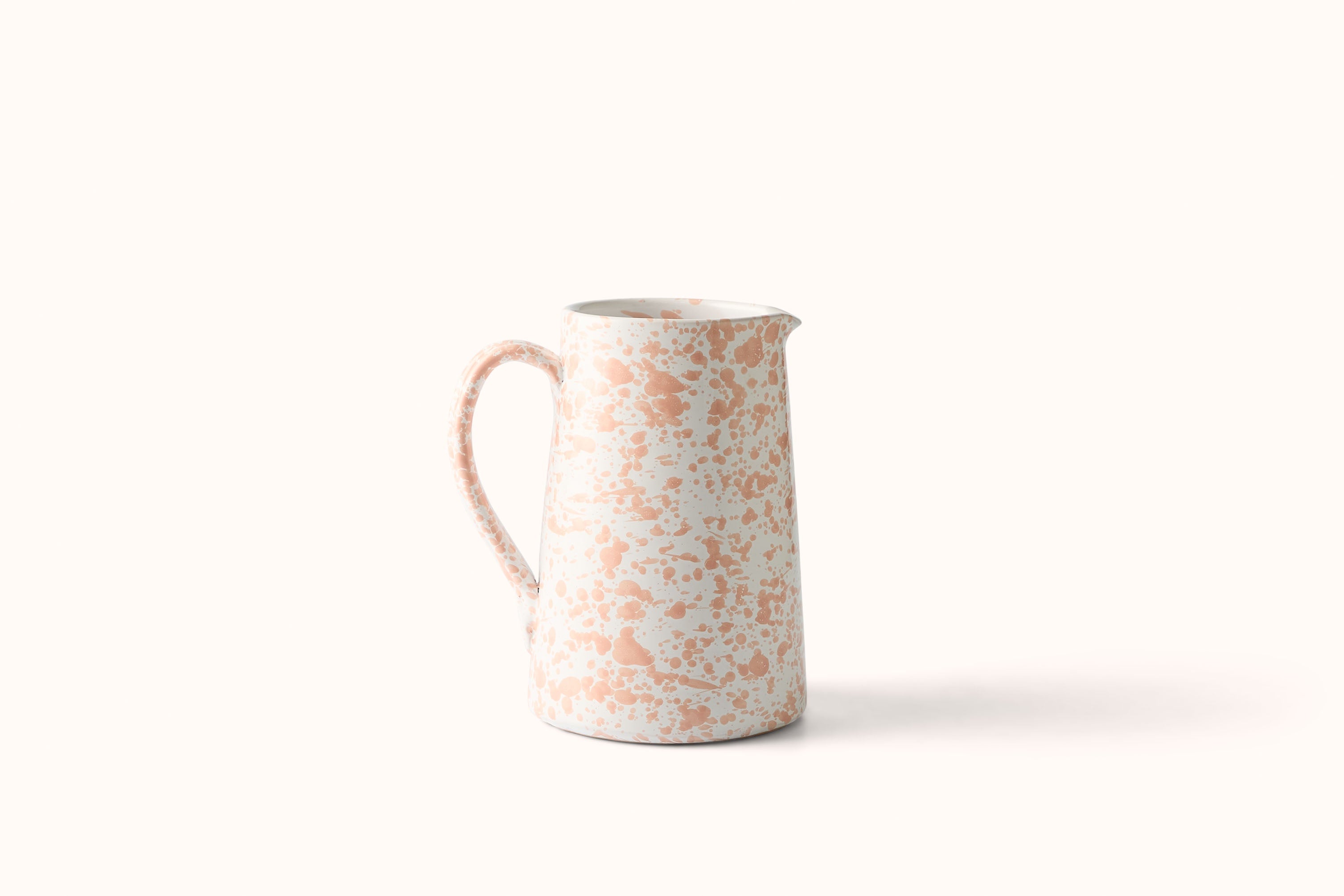 PINK ON WHITE SPLATTERWARE WATER PITCHER