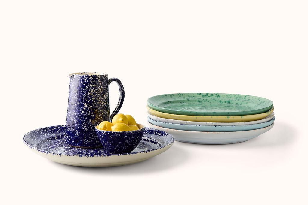 NAVY ON CREAM SPLATTERWARE WATER PITCHER
