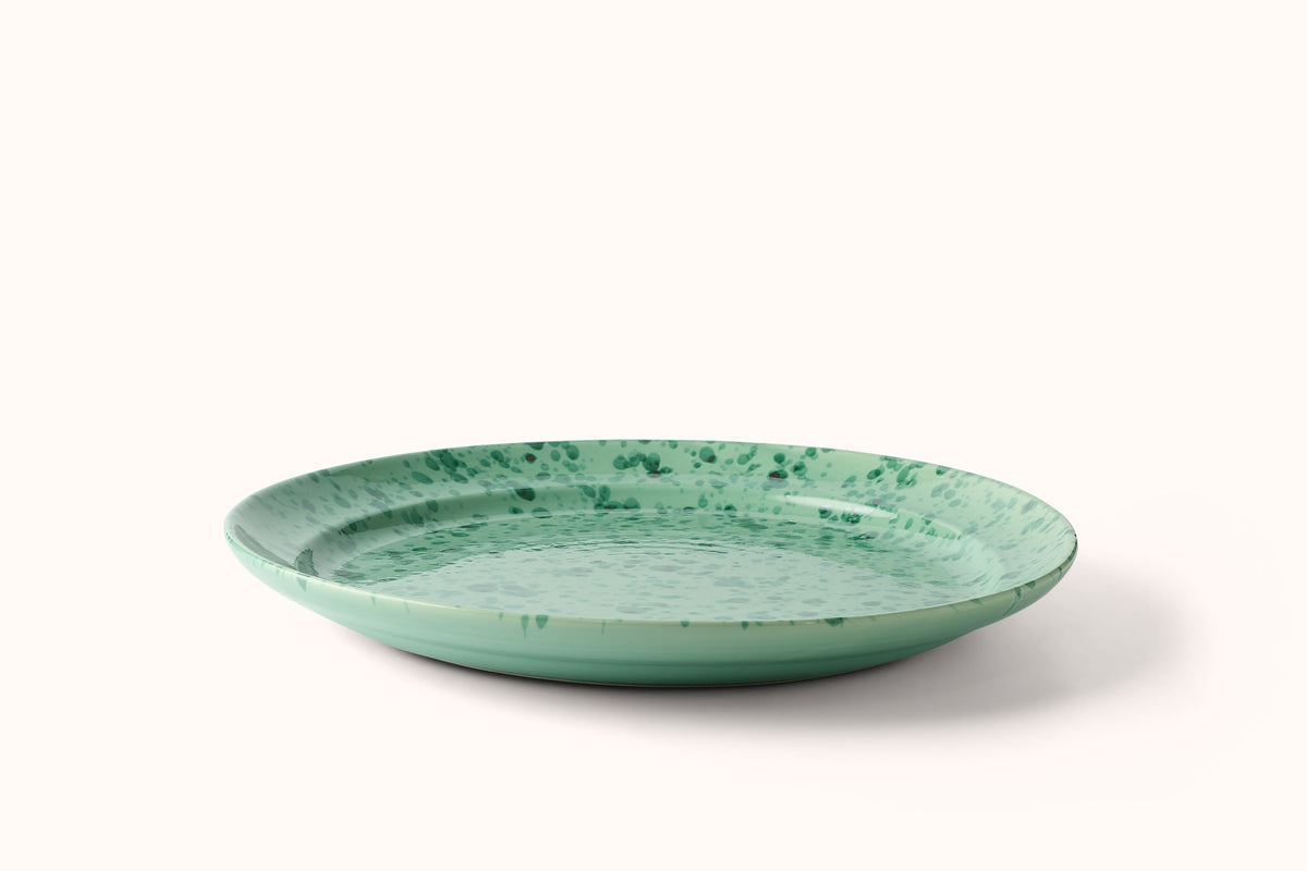 GREEN ON GREEN SPLATTERWARE PLATTER