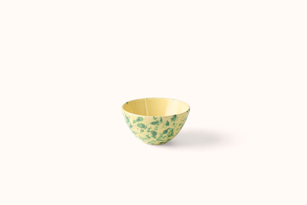 GREEN ON YELLOW SPLATTERWARE DINNERWARE