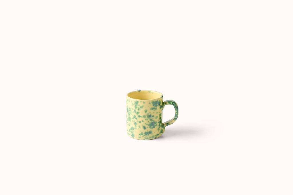 GREEN ON YELLOW SPLATTERWARE DINNERWARE