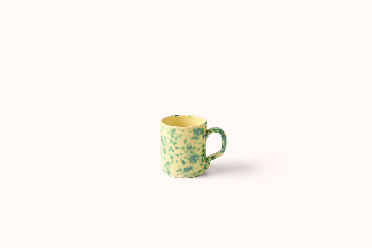 GREEN ON YELLOW SPLATTERWARE DINNERWARE