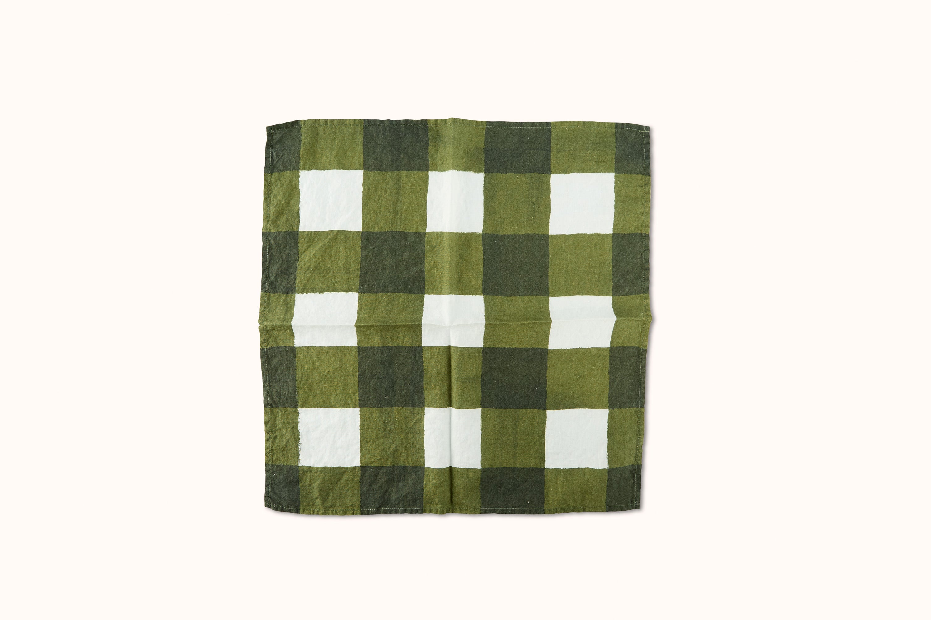 SUMMERILL & BISHOP GINGHAM LINEN NAPKIN - AVOCADO GREEN