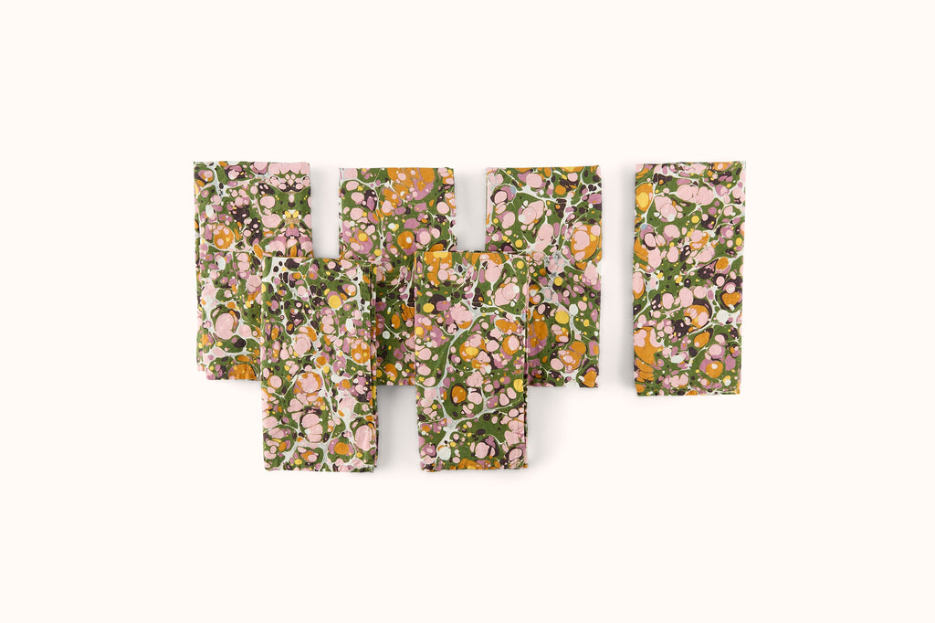 SUMMERILL & BISHOP MARBLE PRINT LINEN NAPKIN