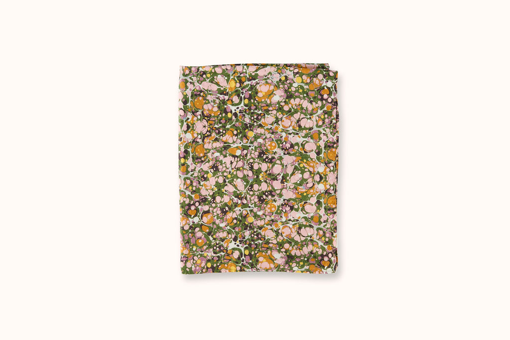 SUMMERILL & BISHOP MARBLE PRINT LINEN TABLECLOTH