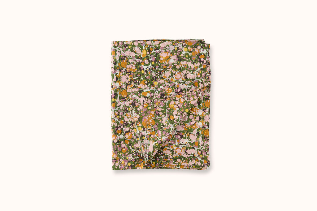 SUMMERILL & BISHOP MARBLE PRINT LINEN TABLECLOTH