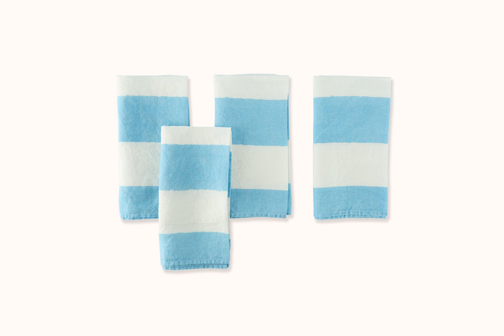 SUMMERILL & BISHOP STRIPE LINEN NAPKIN - LIGHT BLUE